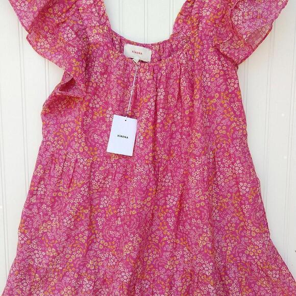 Xirena Larken Dress Size L NWT Pink Flora Ditsy Floral Print Midi Cotton Silk - Picture 8 of 12